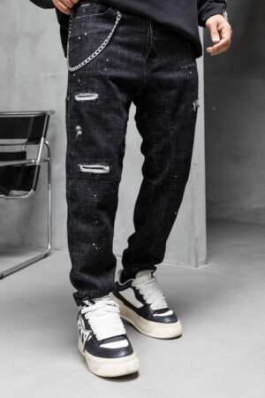 A0102 Мъжки дънки – SLIM RELAXED LUXE BLACK DENIM – 17357