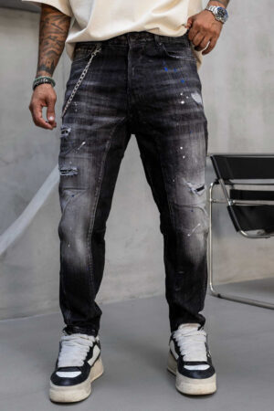 Мъжки дънки – SLIM RELAXED LUXE BLACK DENIM – 17332