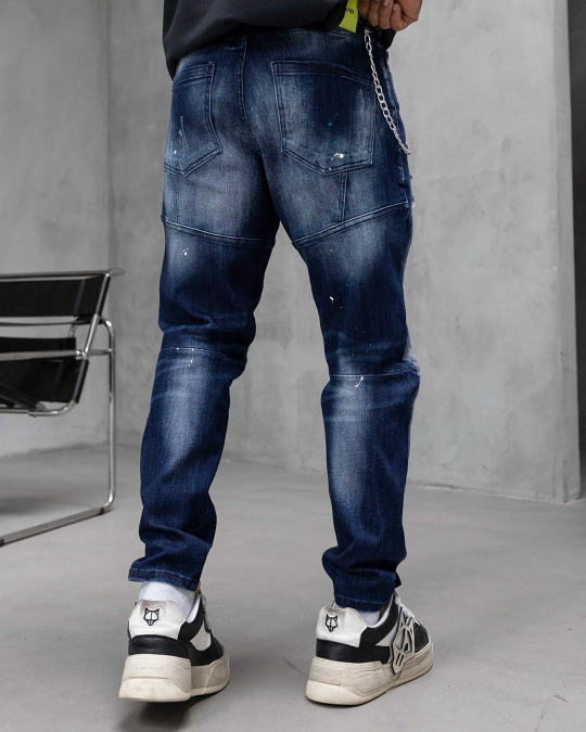 Мъжки дънки – SLIM RELAXED LUXE DARK DEEP BLUE DENIM – 17336 - Image 4