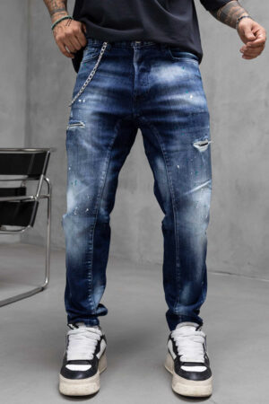 Мъжки дънки – SLIM RELAXED LUXE DARK DEEP BLUE DENIM – 17336