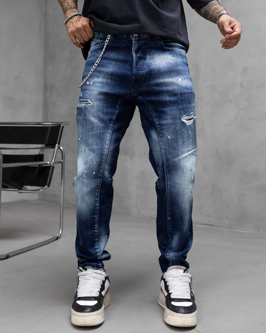 Мъжки дънки – SLIM RELAXED LUXE DARK DEEP BLUE DENIM – 17336